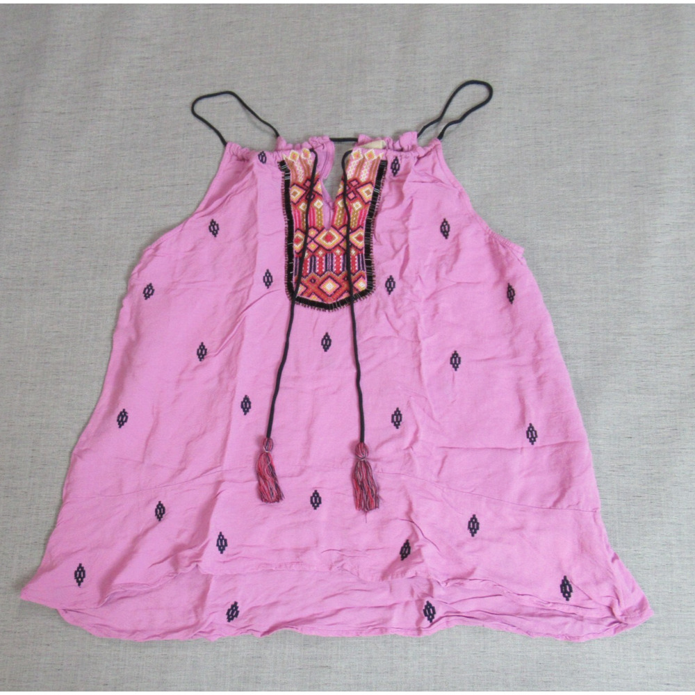 Vanessa Virginia Top Womens Small Pink Beaded Boho Aztec Tribal Anthropologie